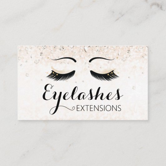 Carte De Visite Eyelash Extensions Étincelles et diamants Or (Dos)