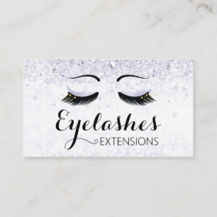 Carte De Visite Eyelash Extensions Étincelles et diamants pourpre