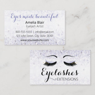 Carte De Visite Eyelash Extensions Étincelles et diamants pourpre