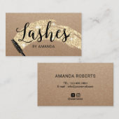 Carte De Visite Eyelash Extensions Lash Salon Gold Brush Stroke (Devant / Derrière)