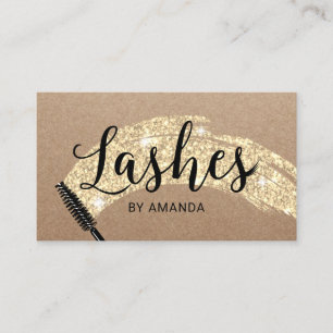 Carte De Visite Eyelash Extensions Lash Salon Gold Brush Stroke