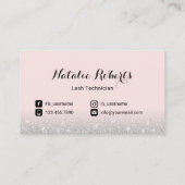 Carte De Visite Eyelash Extensions Lash Salon rose et argent Ombre (Dos)