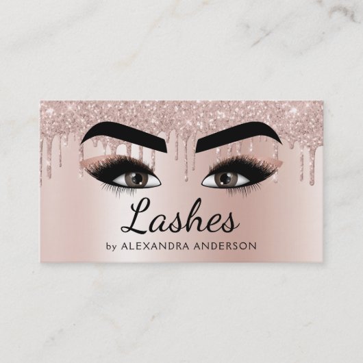 Carte De Visite Eyelash Extensions Lashes Parties scintillant Rose (Devant)