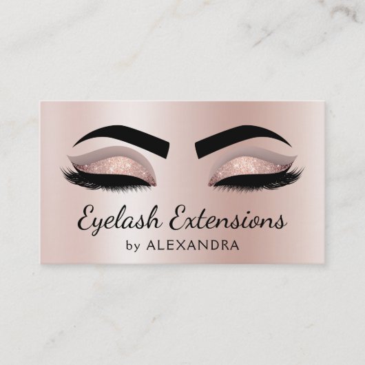 Carte De Visite Eyelash Extensions Lashes Parties scintillant Rose (Devant)