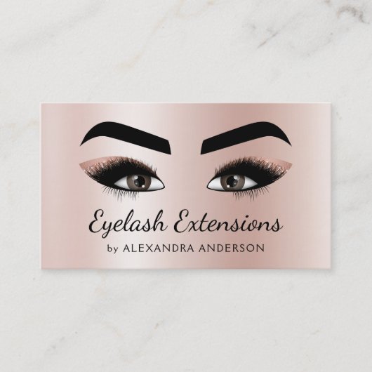 Carte De Visite Eyelash Extensions Lashes Parties scintillant Rose (Devant)