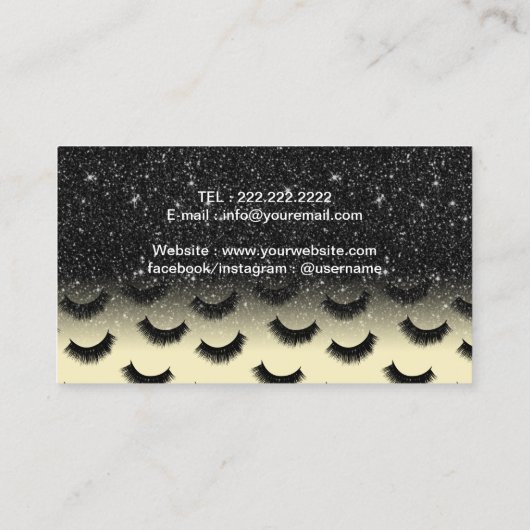 Carte De Visite Eyelash Extensions Lumineuse Jaune Black Lash Salo (Dos)
