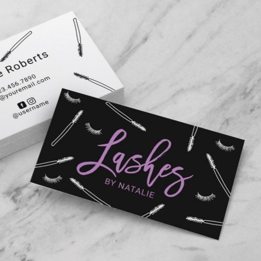 Carte De Visite Eyelash Extensions Maquillage Artist Lash Bar Purp