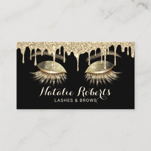 Carte De Visite Eyelash Extensions Maquillage Artiste Drives Or Mo (Devant)