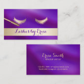 Carte De Visite Eyelash Extensions Maquillage Artiste Gold & Purpl (Devant / Derrière)