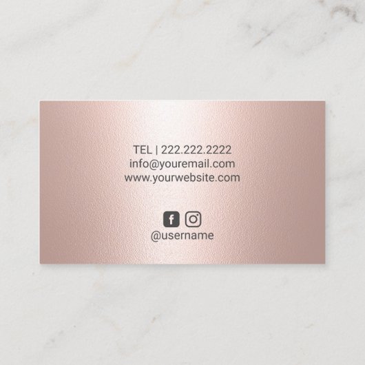 Carte De Visite Eyelash Extensions Moderne Rose Gold Drivers Lashe (Dos)