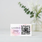 Carte De Visite Eyelash Extensions QR Code Aquarelle Rose Or (Debout devant)