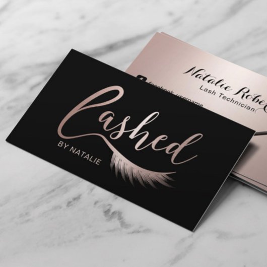 Carte De Visite Eyelash Extensions Rose Gold Lashed Beauté Salon