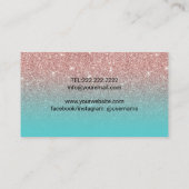 Carte De Visite Eyelash Extensions Rose Gold & Turquoise Parties s (Dos)