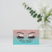 Carte De Visite Eyelash Extensions Rose Gold & Turquoise Parties s (Debout devant)
