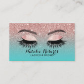 Carte De Visite Eyelash Extensions Rose Gold & Turquoise Parties s (Devant)