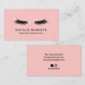 Carte De Visite Eyelash Extensions Salon de beauté Élégant rose (Devant / Derrière)
