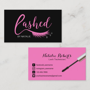Carte De Visite Eyelash Extensions Salon de Beauté Rose Lashed