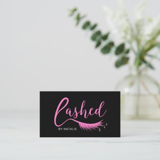 Carte De Visite Eyelash Extensions Salon de Beauté Rose Lashed (Debout devant)