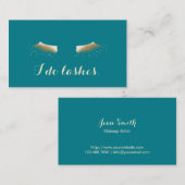 Carte De Visite Eyelash Extensions Turquoise & Gold Elegant (Devant / Derrière)