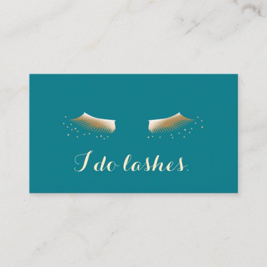 Carte De Visite Eyelash Extensions Turquoise & Gold Elegant (Devant)