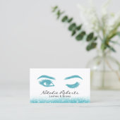 Carte De Visite Eyelash Extensions Wink Eye Turquoise Parties scin (Debout devant)