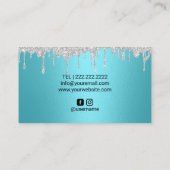 Carte De Visite Eyelash Makeup Artiste Turquoise & Silver Salon (Dos)