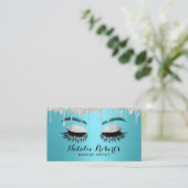 Carte De Visite Eyelash Makeup Artiste Turquoise & Silver Salon (Debout devant)