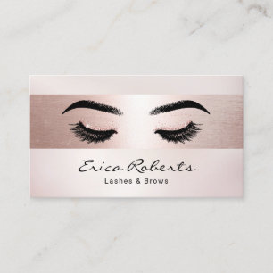 Carte De Visite Eyelash Maquillage Artiste Rose Gold Stripe Salon