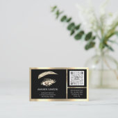 Carte De Visite Eyelash Microblade QR CODE Aftercare Black Gold (Debout devant)