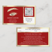 Carte De Visite Eyelash Microblade QR CODE Aftercare Red Gold (Devant / Derrière)