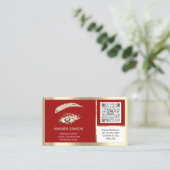 Carte De Visite Eyelash Microblade QR CODE Aftercare Red Gold (Debout devant)