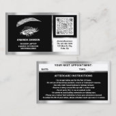 Carte De Visite Eyelash Microblade QRCODE Aftercare BlackWhiteGrey (Devant / Derrière)