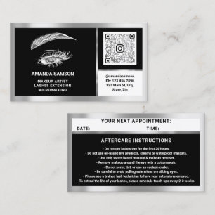 Carte De Visite Eyelash Microblade QRCODE Aftercare BlackWhiteGrey