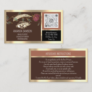 Carte De Visite Eyelash Microblade QRCODE Rose Brown post-soins