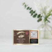 Carte De Visite Eyelash Microblade QRCODE Rose Brown post-soins (Debout devant)