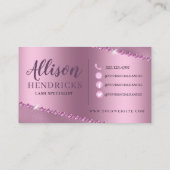 Carte De Visite Eyelash Parties scintillant rose goutte métallique (Dos)