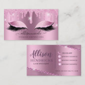 Carte De Visite Eyelash Parties scintillant rose goutte métallique (Devant / Derrière)