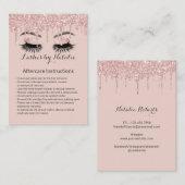 Carte De Visite Eyelash Salon Blush Rose Rose Gold Drift (Devant / Derrière)