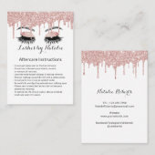 Carte De Visite Eyelash Salon Rose Gold Drift Instruction de suivi (Devant / Derrière)