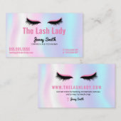 Carte De Visite EyeLash Tech Lash Salon de beauté Pastel Rainbow (Devant / Derrière)