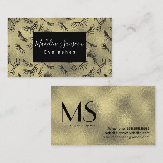 Carte De Visite Eyelash Technicien Or (Devant / Derrière)