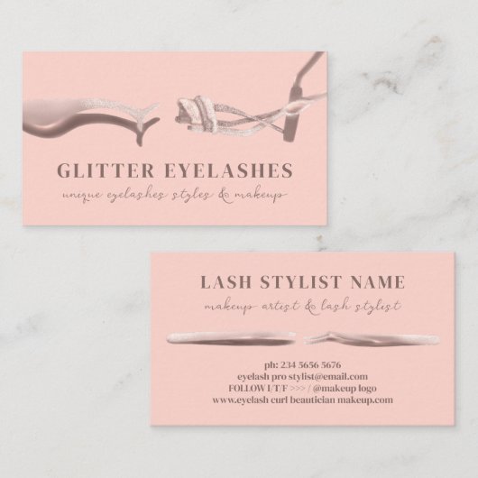 Carte De Visite Eyelash technique rose Abstrait (Devant / Derrière)