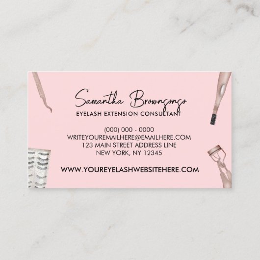 Carte De Visite Eyelash Tweezer Curler Extensions Aquarelle (Dos)
