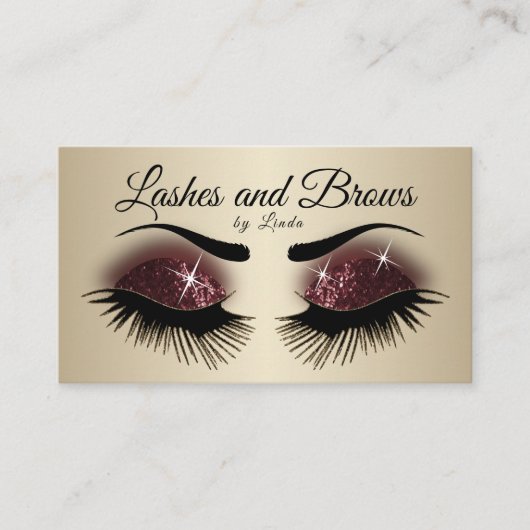 Carte De Visite Eyelashes and Brows - Burgundy Wine Parties scinti (Devant)