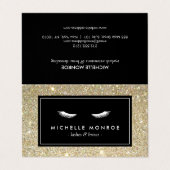 Carte De Visite Eyelashes avec Gold Parties scintillant Salon Afte (Extérieur déplié)