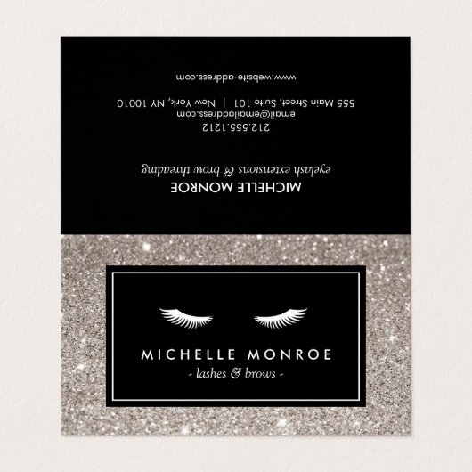 Carte De Visite Eyelashes avec Silver Parties scintillant Salon Af (Extérieur déplié)