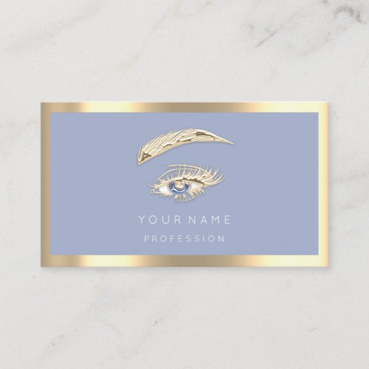 Carte De Visite Eyelashes Brow Maquillage Logo Qr Code Blue Gold F (Devant)