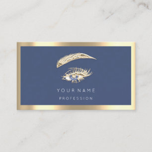 Carte De Visite Eyelashes Brow Maquillage Logo Qr Code Blue Marine