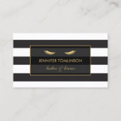 Carte De Visite Eyelashes d'or avec bandes noires et blanches (Devant)