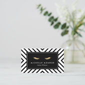 Carte De Visite Eyelashes dorés avec Motif noir et blanc mod (Debout devant)
